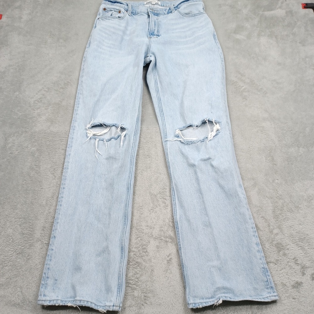 Abercrombie Fitch Jeans Womens 27 Blue Denim Baggy Low Rise Distressed